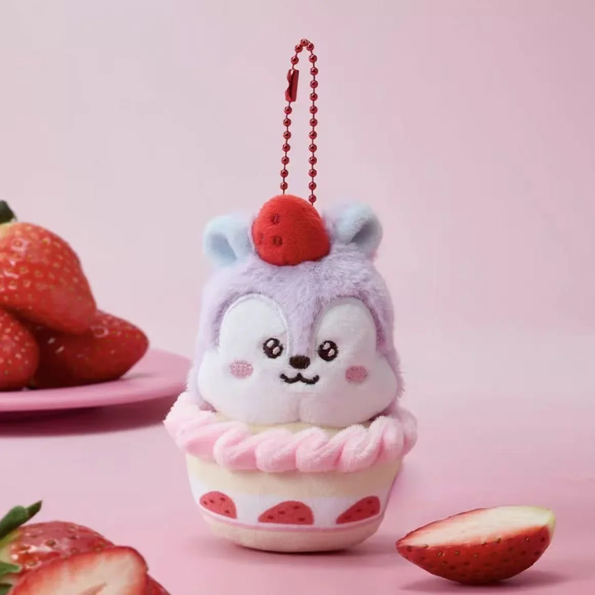  BT21 Strawberry Cake Animal Plush Keychain Cute Dessert‑Style Bag Pendant Kawaii Collectible Decor Fan Birthday Chrismas Gifts view 4