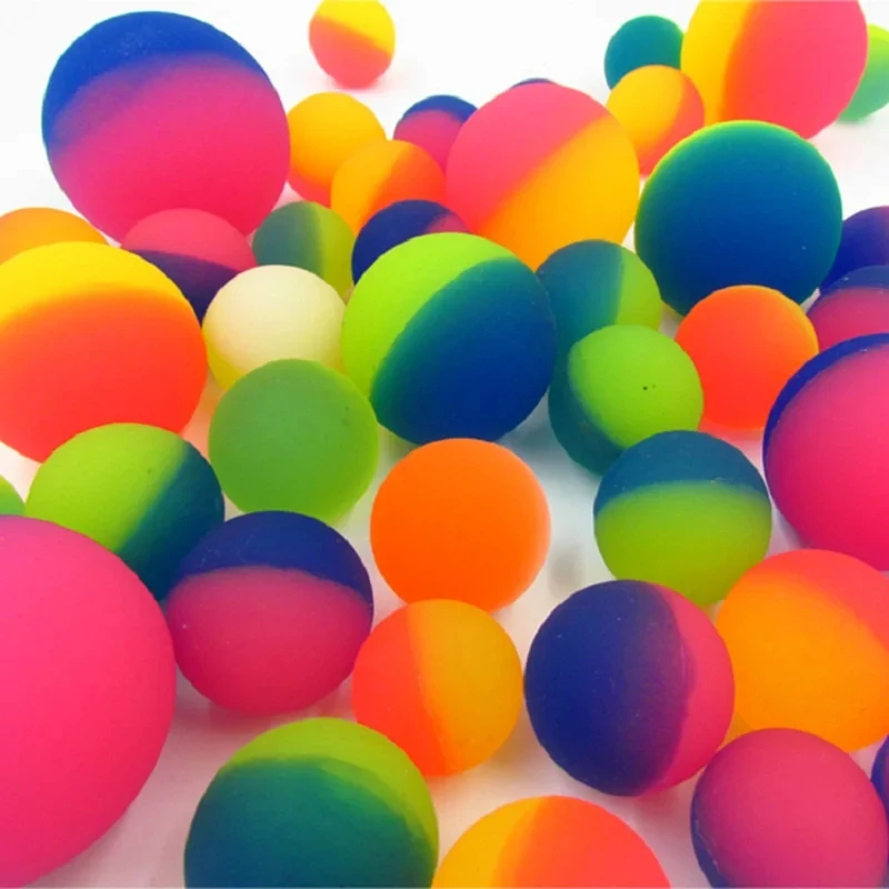 15 Pieces Of Two-Color Elastic Ball Toys Children Colored Boys Elastic Balls Rubber Children\'s Sports Games Elastic Balls Gifts