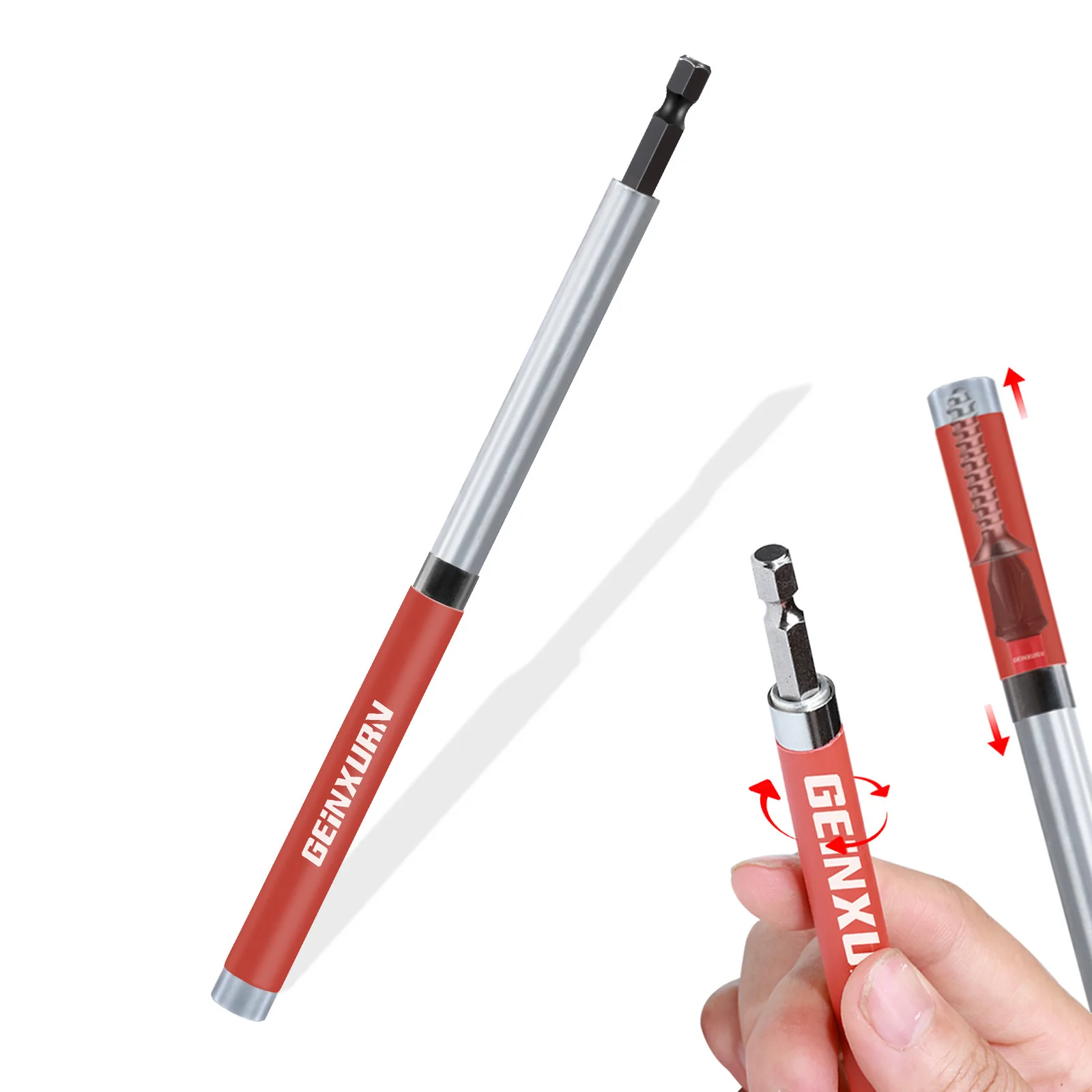 Geinxurn Drive Guide with Self Retracting Sleeve(4.7'') and Screwdriver Bit, Magnetic Drill Bit Tip Holder