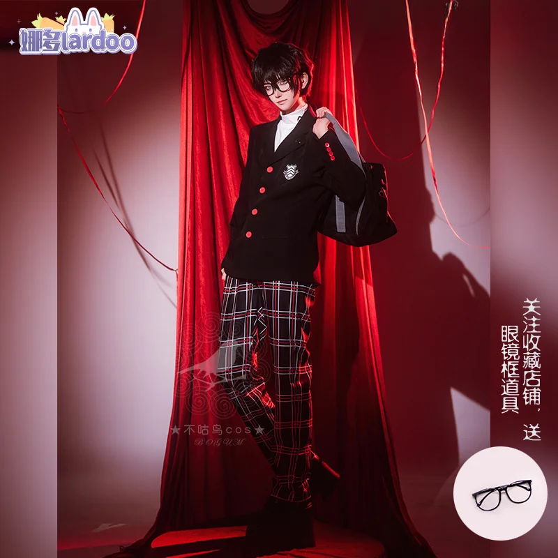 Uniforme de juego Persona 5 para hombre y mujer, traje de Cosplay de Amamiya Ren Kasumi Yoshizawa, uniforme escolar Unisex para Halloween, abrigo para fiesta, conjunto de uniforme negro