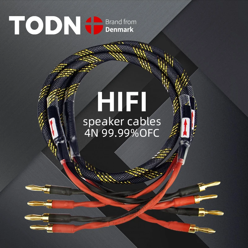 TODN L-4S8F one Pair oxygen-free copper audio speaker cable HI-FI high-end amplifier speaker cable Banana head cable