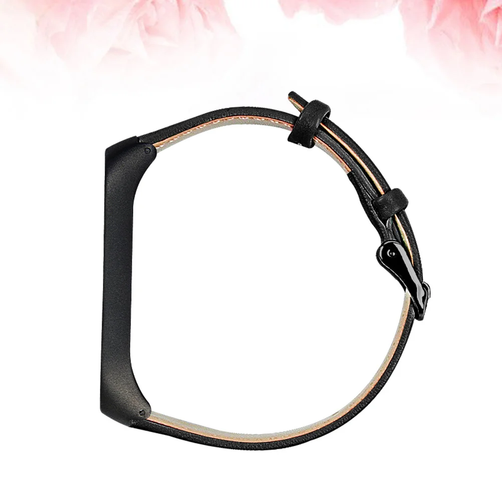 

Durable Cowhide Replacement Strap Ergonomic Smooth Comfortable Band Strap Compatible for Mi Band 4 Black Frame Green