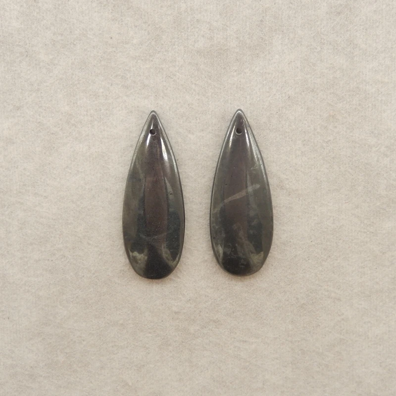 2PCS Natural Hematite Teardrop-Shaped Components – Metallic Gunmetal Gemstone for Handmade Jewelry & Artisanal Crafts