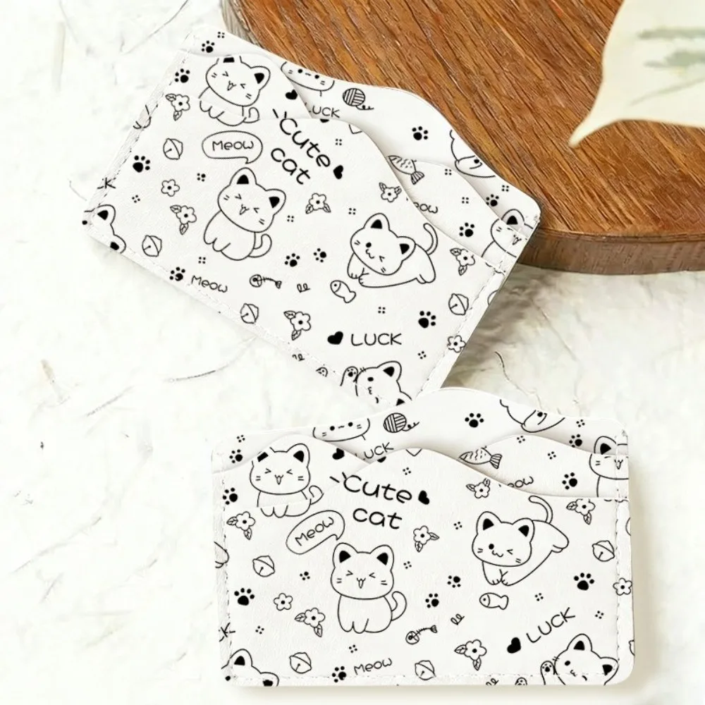 New Cute Cat Credit Card Holder Slim Wallet 3 Slots Pocket Card Case Water-resistant PVC Business Card Holder for Women Girls