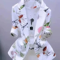 Women Printing Suit Coat Blazer Cardigan Spring Summer