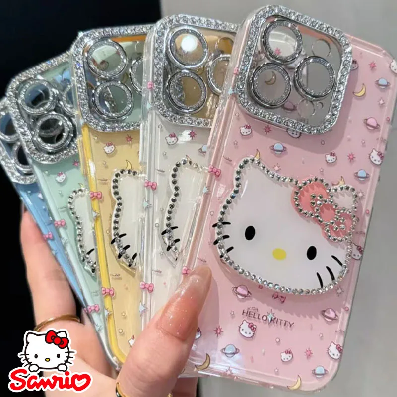Чехол для телефона Sanrio Hello Kitty Diamond для IPhone 16, 15, 14, 13 Pro Max, модный мягкий силиконовый противоударный защитный чехол с рисунком из мультфильма Чехол для телефона Sanrio Hello Kitty Diamond для IPhone 16, 15, 14, 13 Pro Max, модный мягкий силиконовый противоударный защитный чехол с рисунком из мультфильма