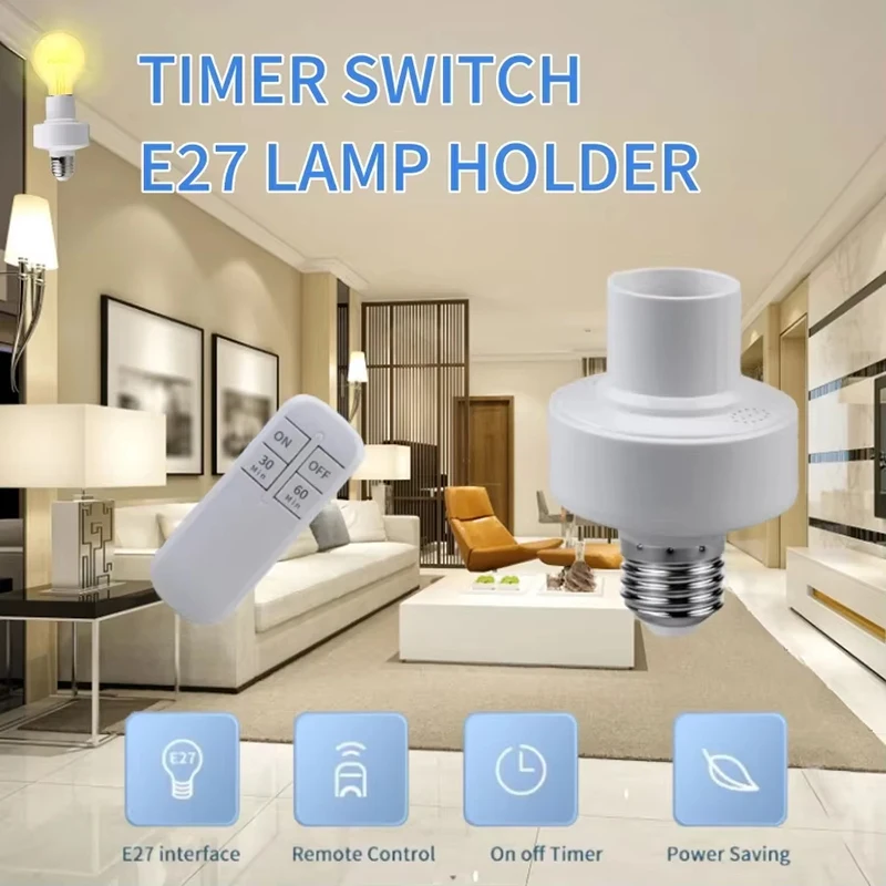 

Wireless Remote Control Lamp Holder Smart Lamp Holder LED Bulb Socket Lamp Bases With Smart Timer Switch For Downlight Pendant