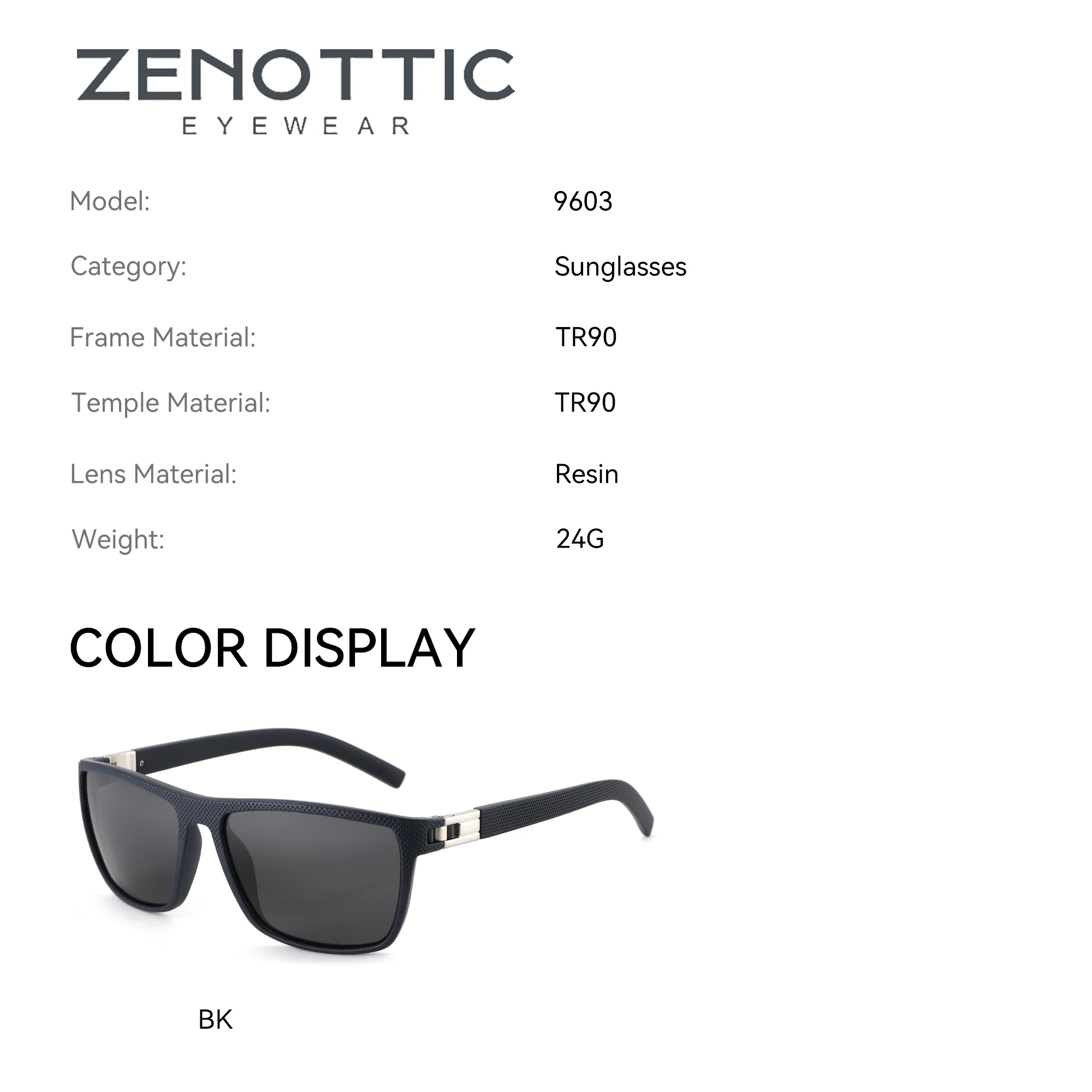 ZENOTTIC (حجم L) نظارات شمسية مستقطبة TR90 Trend Sport للجنسين مربعة UV400 نظارات شمسية بصرية