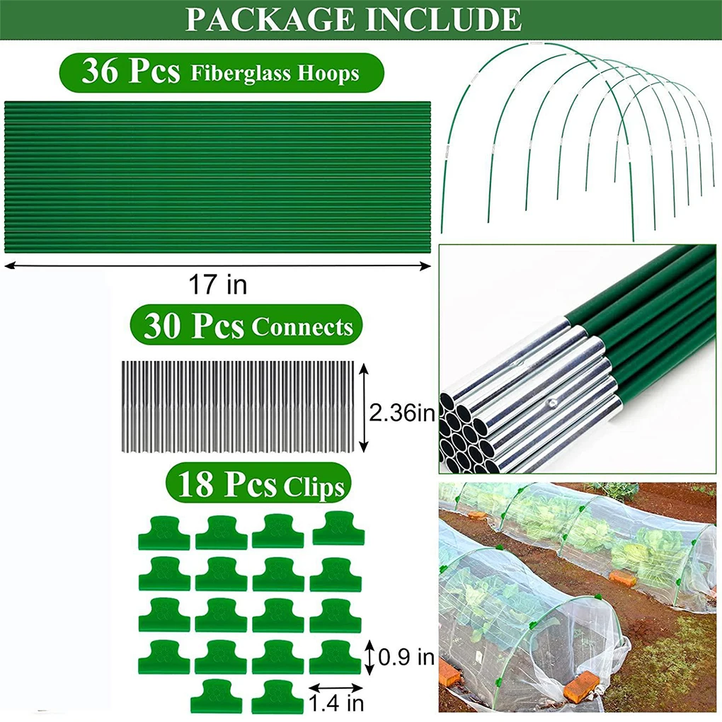 Green Greenhouse With Mosquito Net And Protected Freezing Temperatures Easy To Assemble Garden Hoops Bird Proof Plant Cover