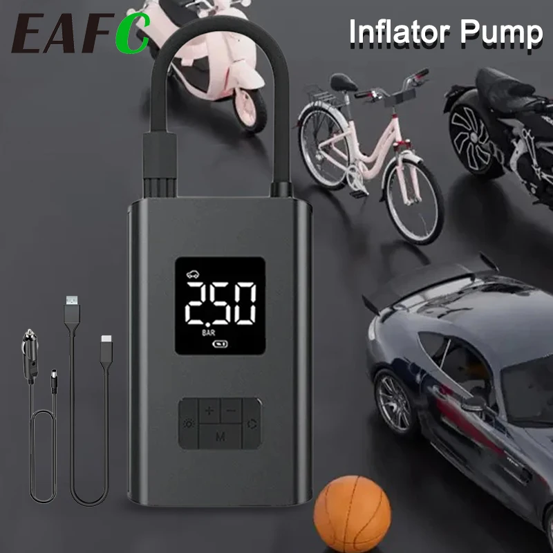 

EAFC 4500mAh Car Air Compressor 150PSI Electric Wireless Portable Tire Inflator Pump for Motorcycle Bicycle Car Tyre Balls Pump