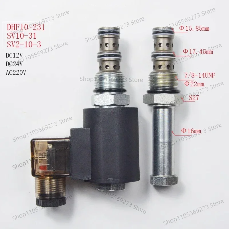 

2 Position 3 Way Threaded Cartridge Hydraulic Solenoid Valve G3/8 Port AC220V DC24V DC12V Replacement Valve Assembly
