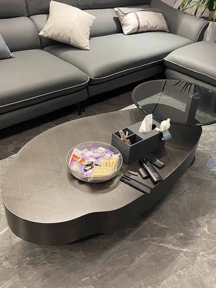 Modern and Minimalist Stainless Steel Irregular Light Luxury Small Unit Mango Combination Coffee Table