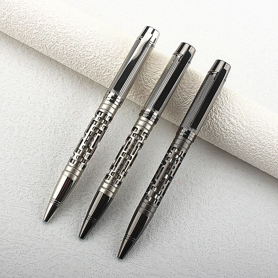 

High Quality Metal Ballpoint Pens Stainless Steel Pattern Spin Stationery Office Supplies New Gift Ink Pen