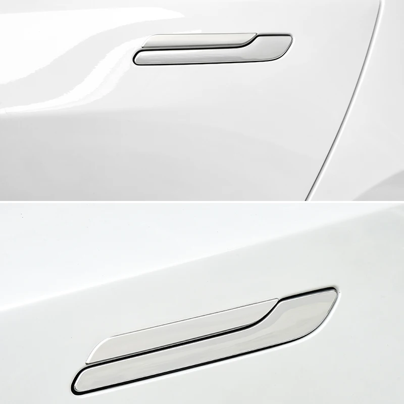 4PCS Door Handle Wrap Cover Protector Stickers For Tesla Model 3 Y Black 304 Stainless Steel Car Exterior Styling Accessories