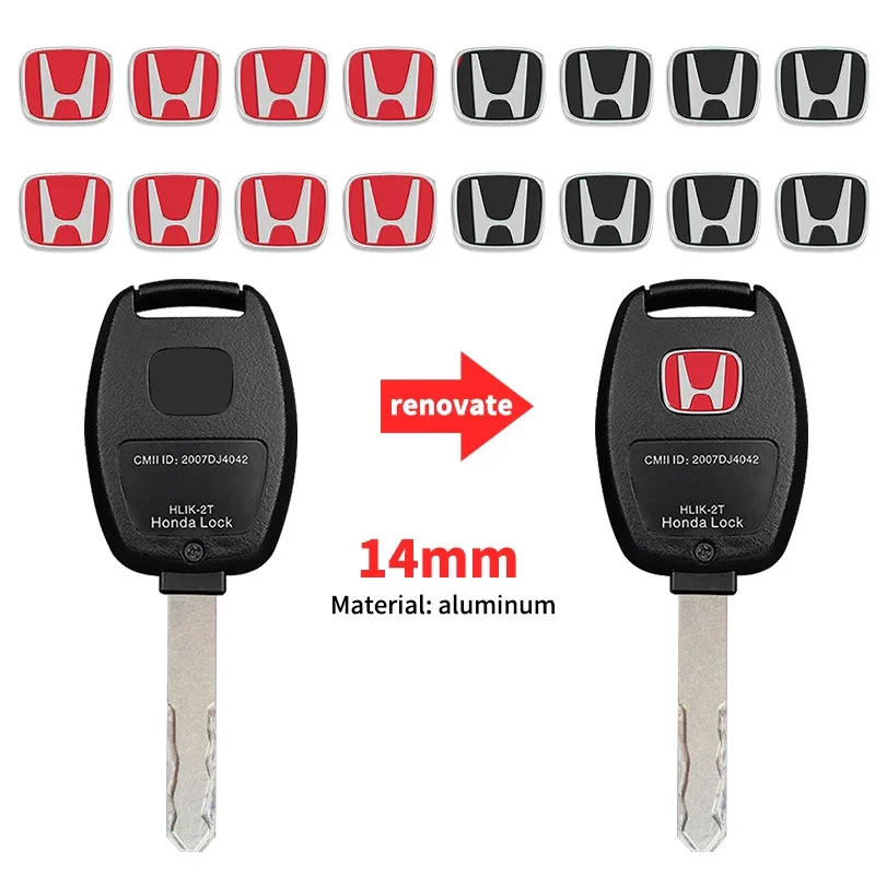 13mm 5/10pcs Car Remote Key Sticker Aluminum Emblem Decoration For Honda Civic City Accord Odyssey Spirior CRV Hrv Jazz CBR HR-V