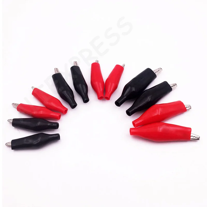

New12 Pcs 28MM Black Red Blue Black Yellow Soft Plastic Coated Testing Probe Mini Alligator Test Clips