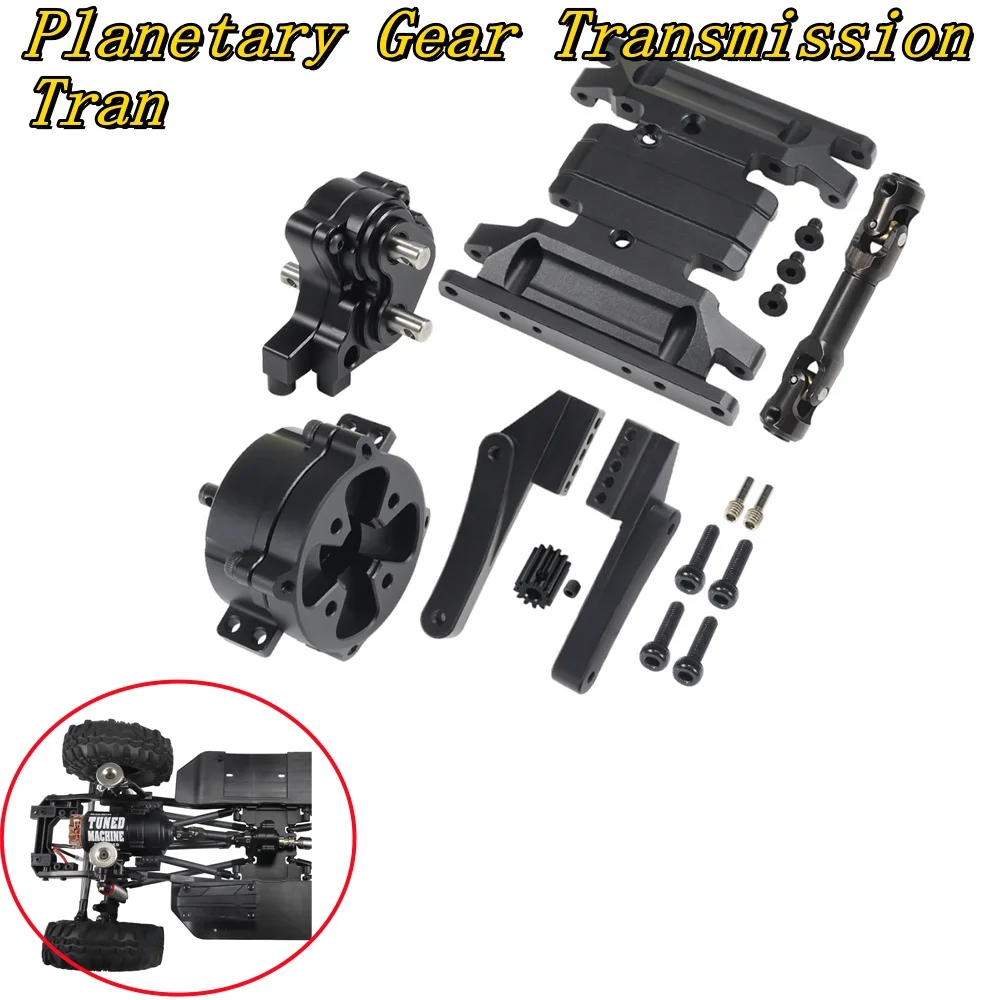SCX10 II Planetary Transmission with Pinion Transfer Case Skid Plate Set for 1/10 RC Crawler Car DIY 90046 90047 Chassis Upgrade