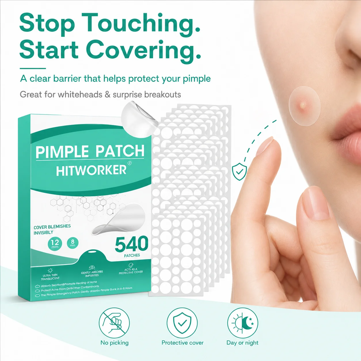 High Quality Colloidal Acne Patch - Alcohol Free, Non Irritating, High-Quality Salicylic Acid and Tea Tree Oil Acne Patch view 2