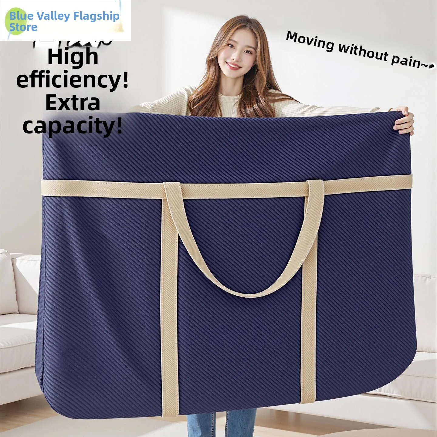 

Thickened Moving Packing Bag Color Stripe Cloth Bag Large Capacity Wear Resistant Clothing Luggage Organizer Quilt Storage Bag