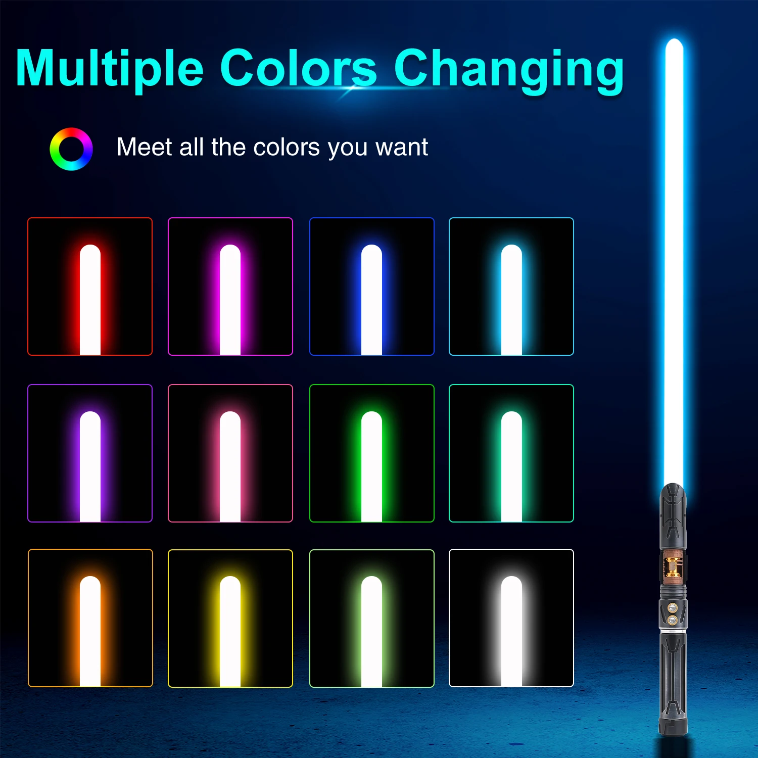 

Кристаллический световой меч TXQSABER RGB SNV4 Neo Pixel с плавным движением, металлической рукояткой и LED-лентой, реплика меча Скайуокера - Dark Hunter