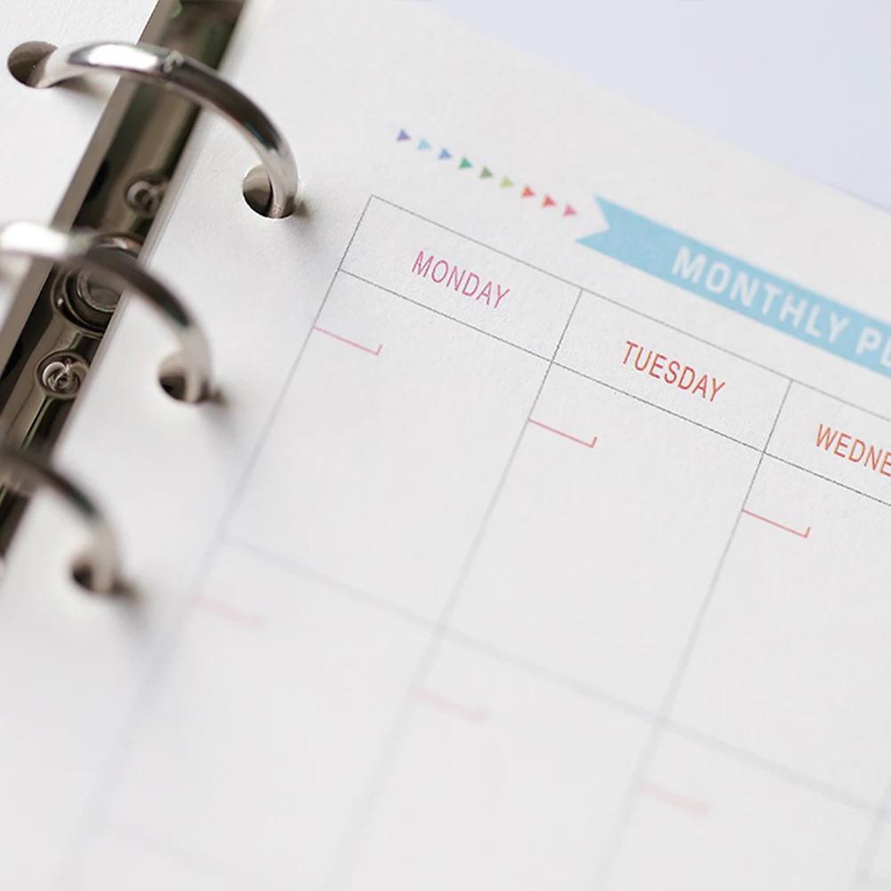 3 Leaf Paper Set A6 Monthly Weekly Planner Inserts for Notebook Smooth Writing Quality Material Daily Use
