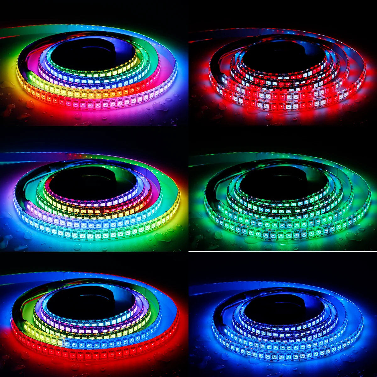 Imagem -05 - Tiras de Led 5050rgb Programável Colorido Correndo Fluindo Luzes de Tira Led Fita Dc512v 15m 144leds m Ws2812b Ws2813 Ws2815