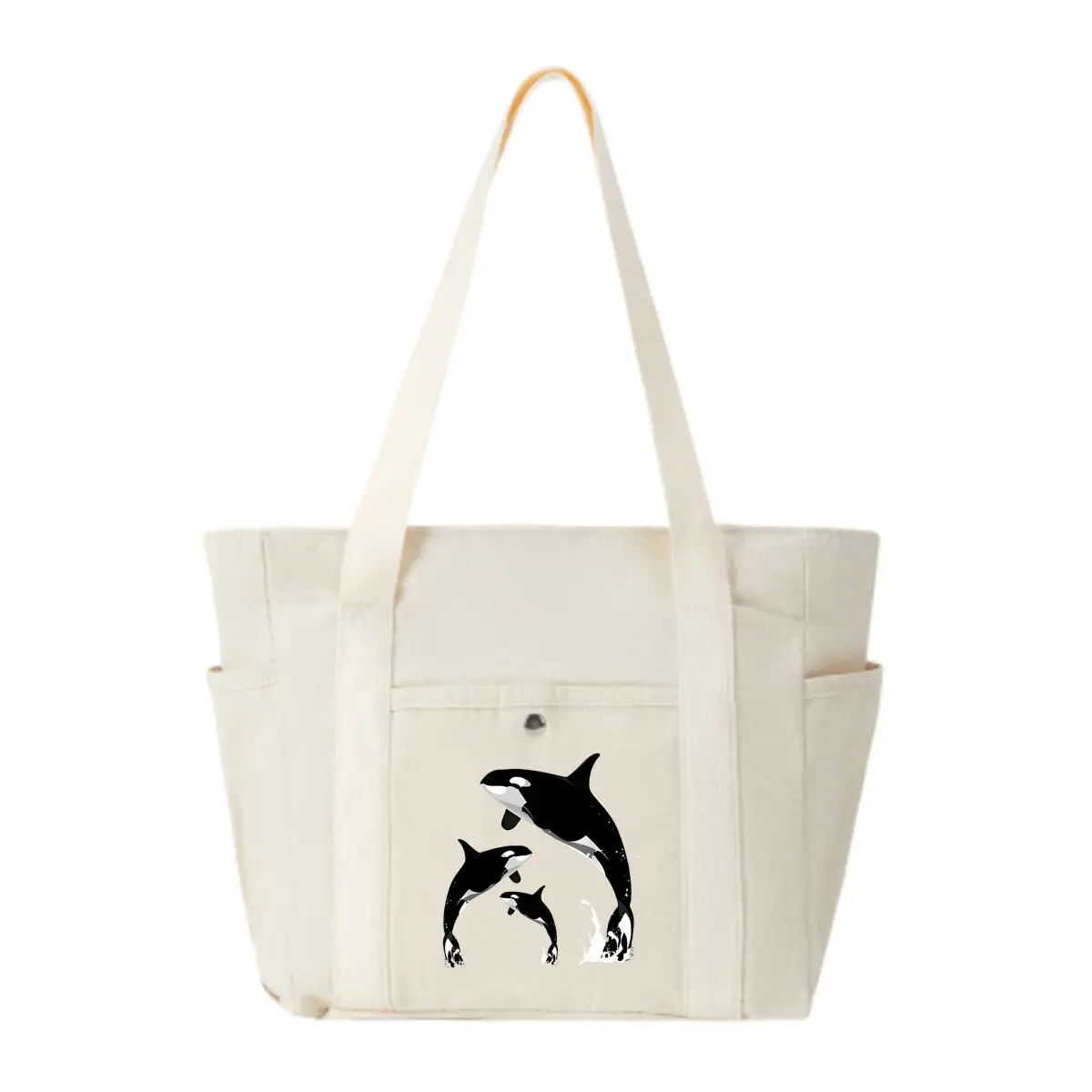 

Семейная сцена Orca Whales, морская жизнь - вдохновленная искусством, большая вместительная сумка через плечо с несколькими карманами, офисная сумка для поездок на работу
