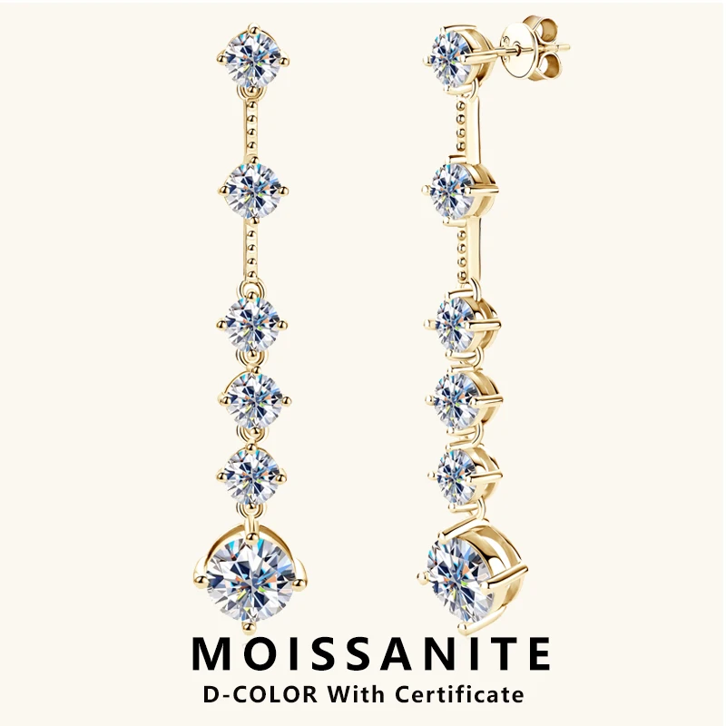 

Lnngy 925 Sterling Silver Long Tassel Earrings Sparkling Moissanite Drop Earring For Women Girls 2025 New Wedding Jewelry Gift