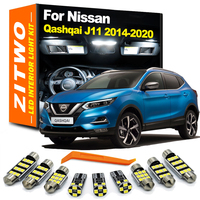 11Pcs Car Bulbs Kit For Nissan Qashqai J11 2014 2015 2016 2017 2018 2019 2020 Interior LED Reading Map Light License Plate Lamp