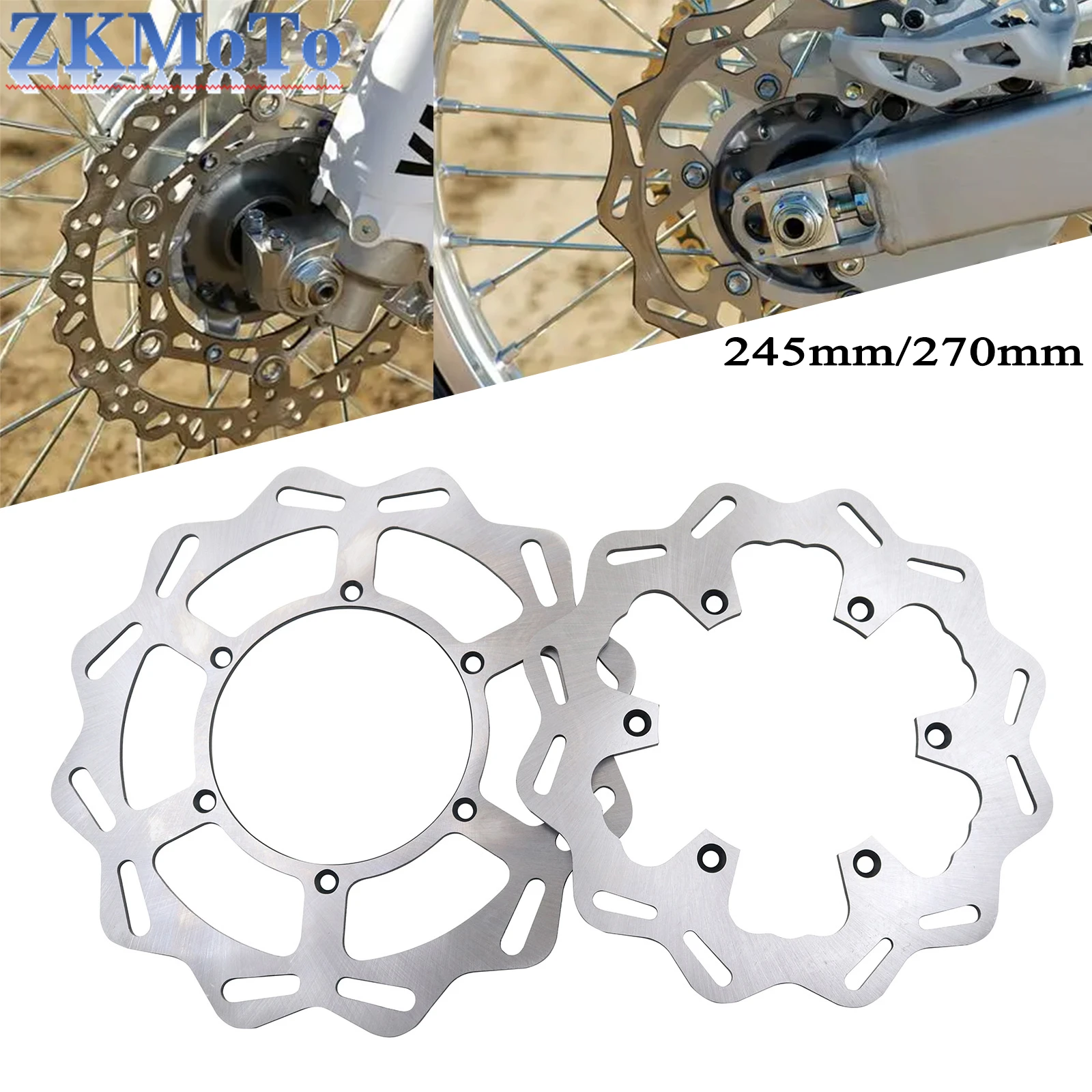 Motorcycle 270mm 245mm Front and Rear Brake Discs For Yamaha WR125 WR250 WR250F WR400F WR426F WR450F 1998-2021 YZ125 YZ250 Parts