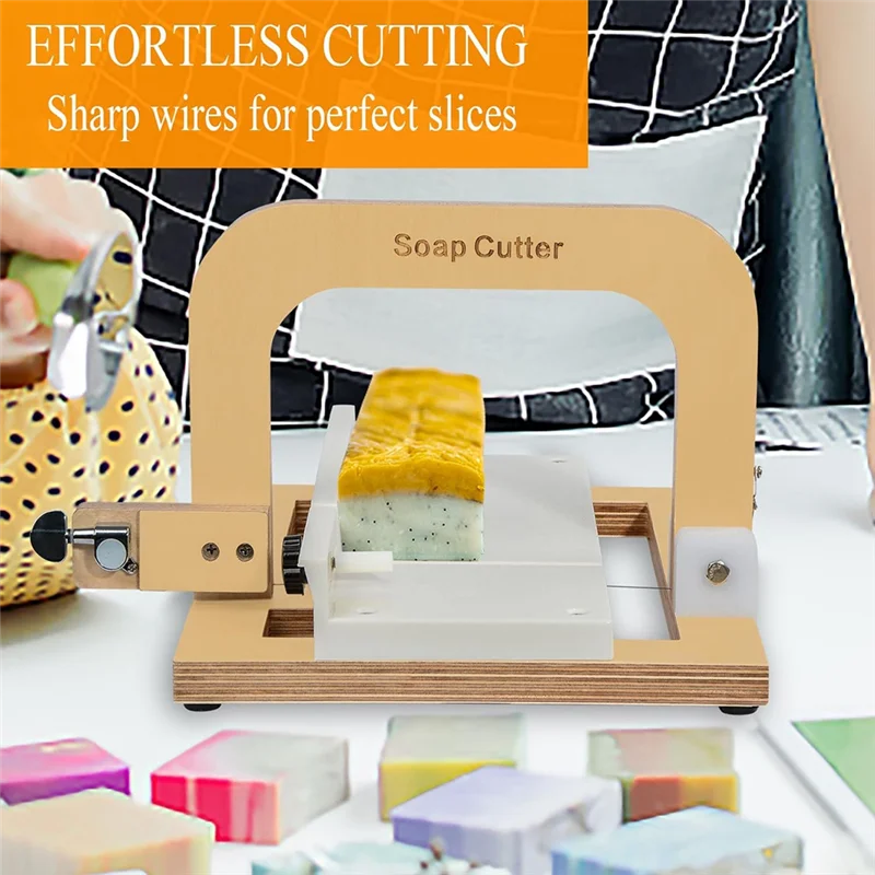 

A33Z-деревянный резак для мыла, кусачки для мыла, регулируемый режущий инструмент из нержавеющей стали для мыльных свечей ручной работы, сыра