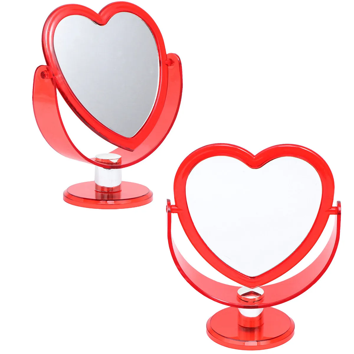 Makeup Mirror Loving Heart Two-Sided Acrylic Stable Base Desktop Decorative Mirror Home Store Lightweight Adjustable