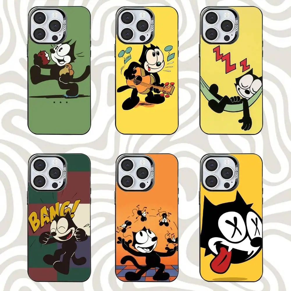 

Cartoon Cute F-Felix-The-Cats Phone Case For iPhone 16,15,14,13,12,11,Mini,Pro,SE,MAX Black Matte Shockproof Cover
