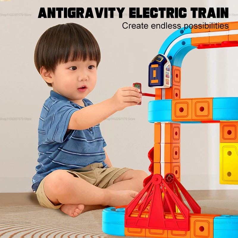 Zabawki dla dzieci: magnetyczna kolejka do samodzielnego montażu, elektroniczny magiczny pociąg na szynach, zabawka edukacyjna dla dzieci, prezent na Boże Narodzenie