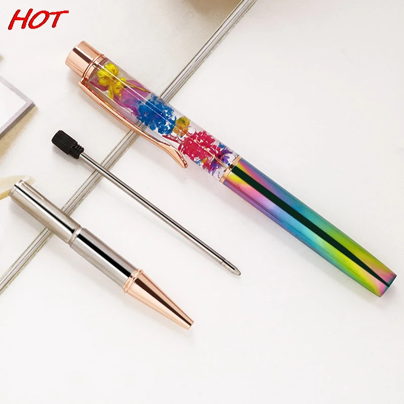 Gift Pen Creative Small Fresh Handmade Dry Flower Pen Oiled Metal Ballpoint Pen Laser Engraving Custom Logo