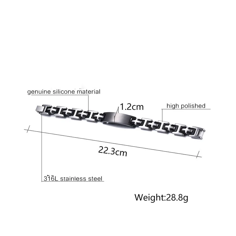 Punk Cross Custom Name Text Stainless Steel Men Bracelet Engrave Name Id Bracelets Gift Wholesale Jewelry