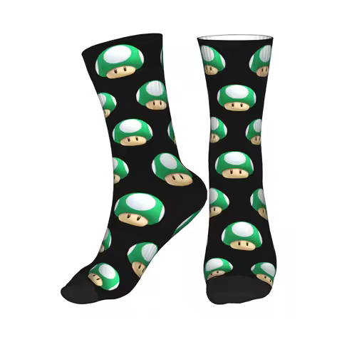 Funny Socks Cartoon Marios Super Mushroom Crew Socks Men 3D Printed Stockings Women