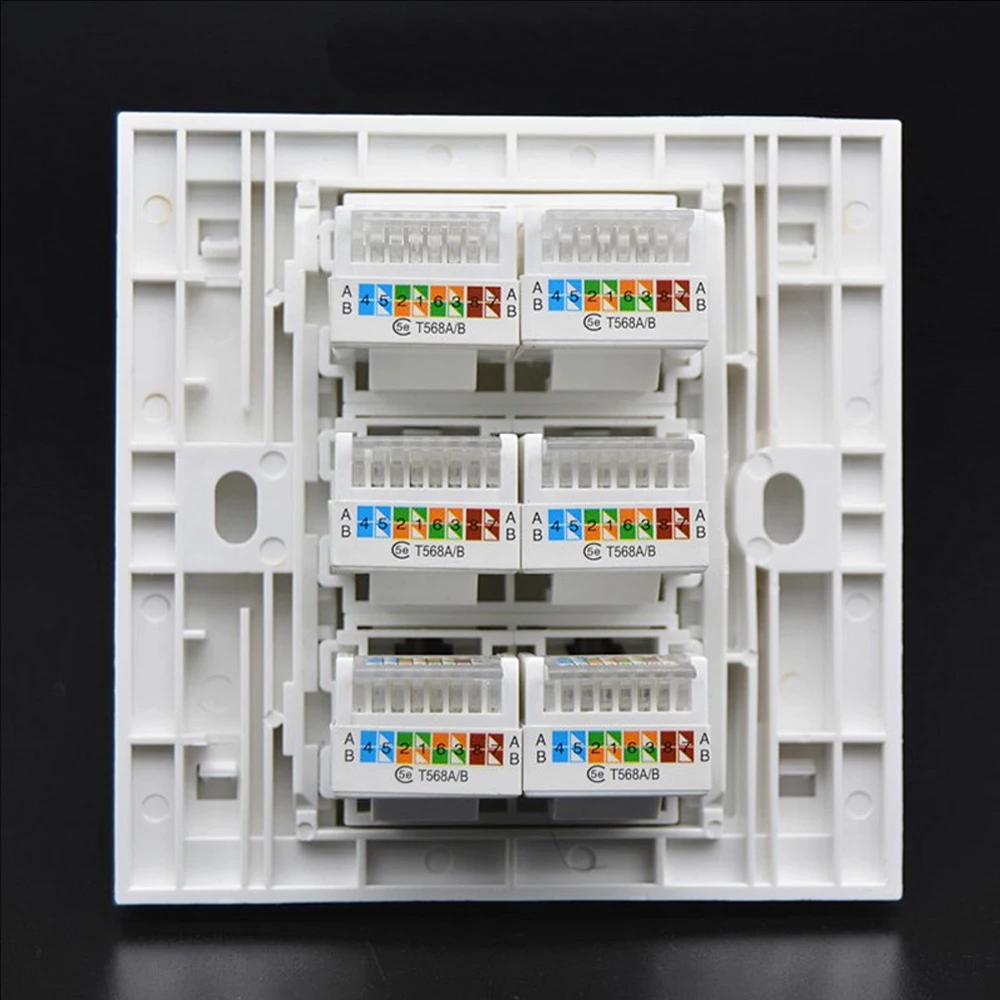 CAT5E RJ45 Wall Plate 86 Type 6 Ports for Computer Laptop Network Electronic Wall Mounting Plate Internet LAN Connector Cover