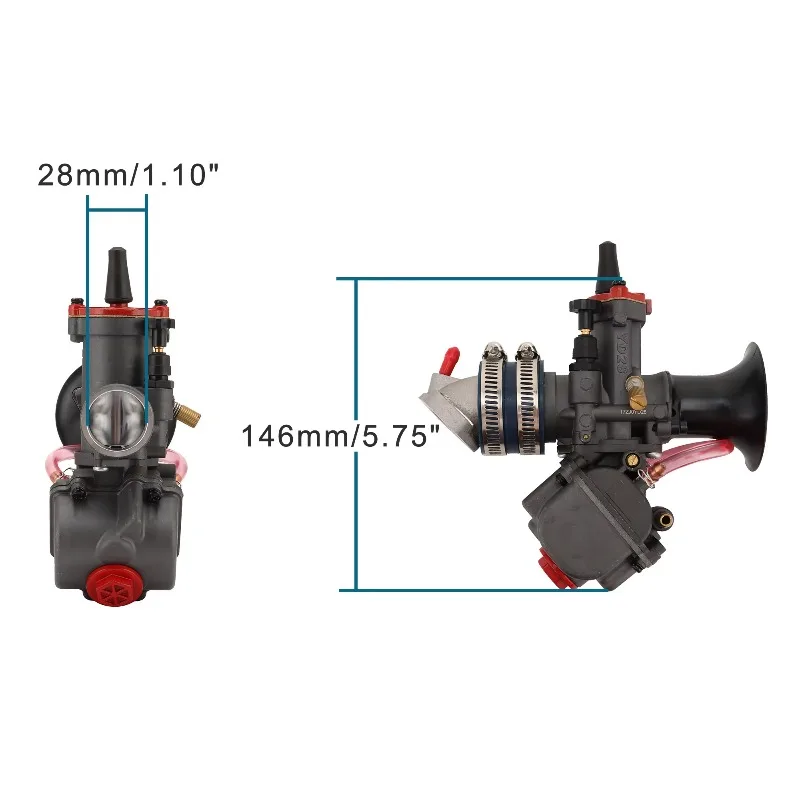 28/30mm オートバイデュアルスタックキャブレター交換用 YD-MJN28 YD-MJN30 MSX125cc ATV ダートピットバイクゴーカート用