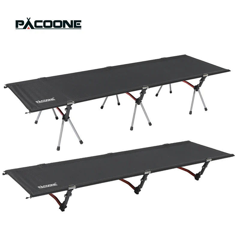 PACOONE Camping Cot Portable Folding Bed Ultralight Aluminum Alloy Sleeping Cot Outdoor Hiking Backpacking Travel