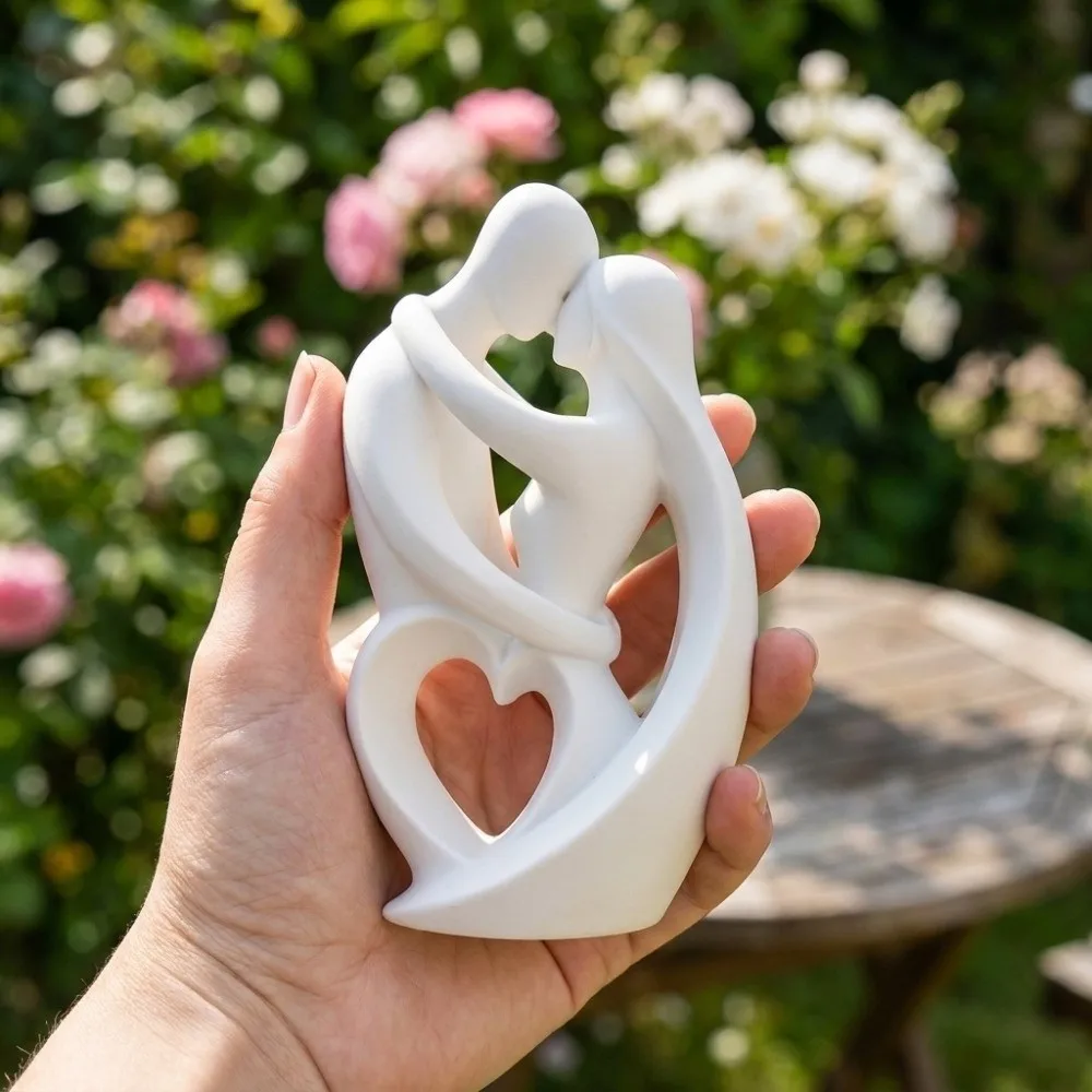 3D Printed Hugging Couple Sculpture Romantic Minimalist Lovers Figure Table Figurines Plastic Funny Embracing Couple Ornament