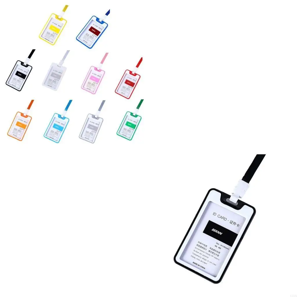 

Name Card Sleeves Lanyards Set Transparent Covers Size 4.3 ''x 2.7'' for Ideal for Factory Office Hospital St