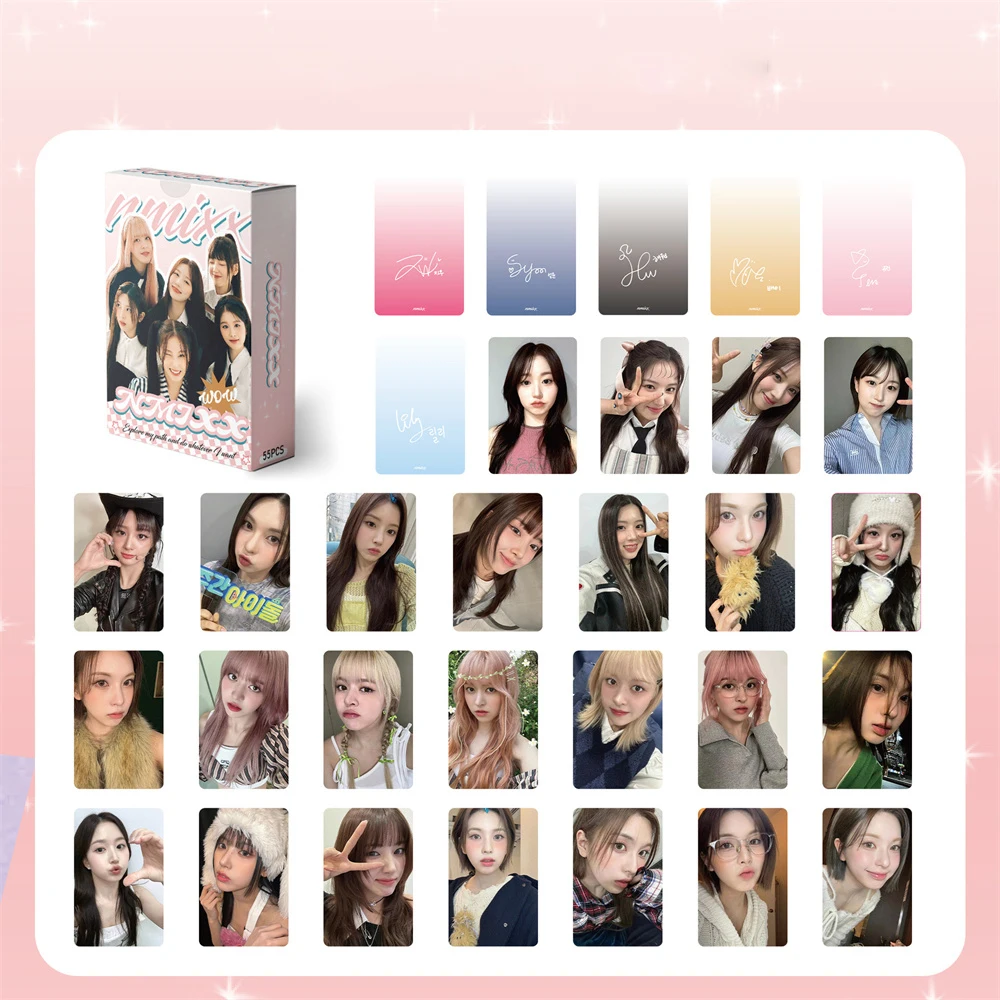 55Pcs/Set KPOP Babymonster ZB1 NMIXX ITZY Laser Lomo Cards List STAYC BINI Miyeon Ricky Selfie Photocards Fans Collection Gifts