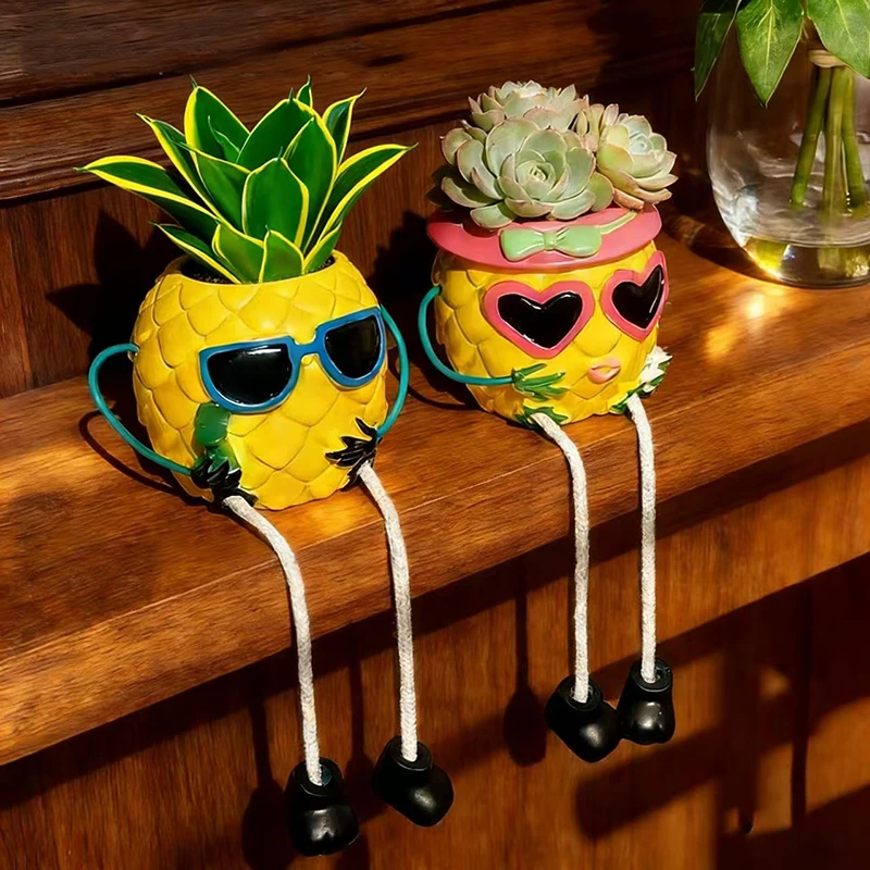 Snake Plant Ceramic - Kreative Sonnenbrillen-Ananas-Blumentöpfe, Grüne Topfpflanzen-Vase, Behälter für