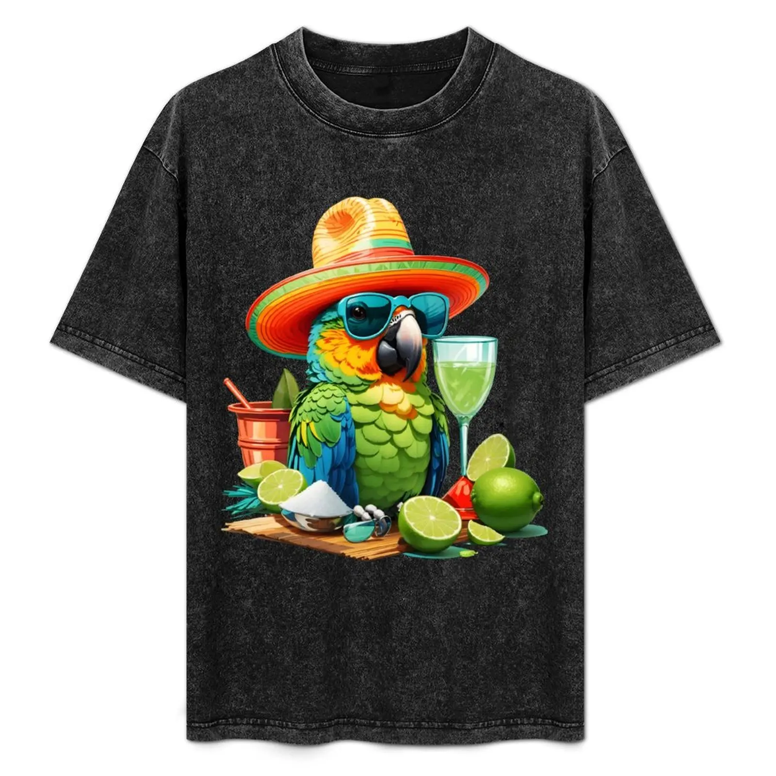 

Salt and Lime Parrot Happy Bird in Paradise T-Shirt anime t shirts anime summer tops shirts graphic tee Men's t-shirts