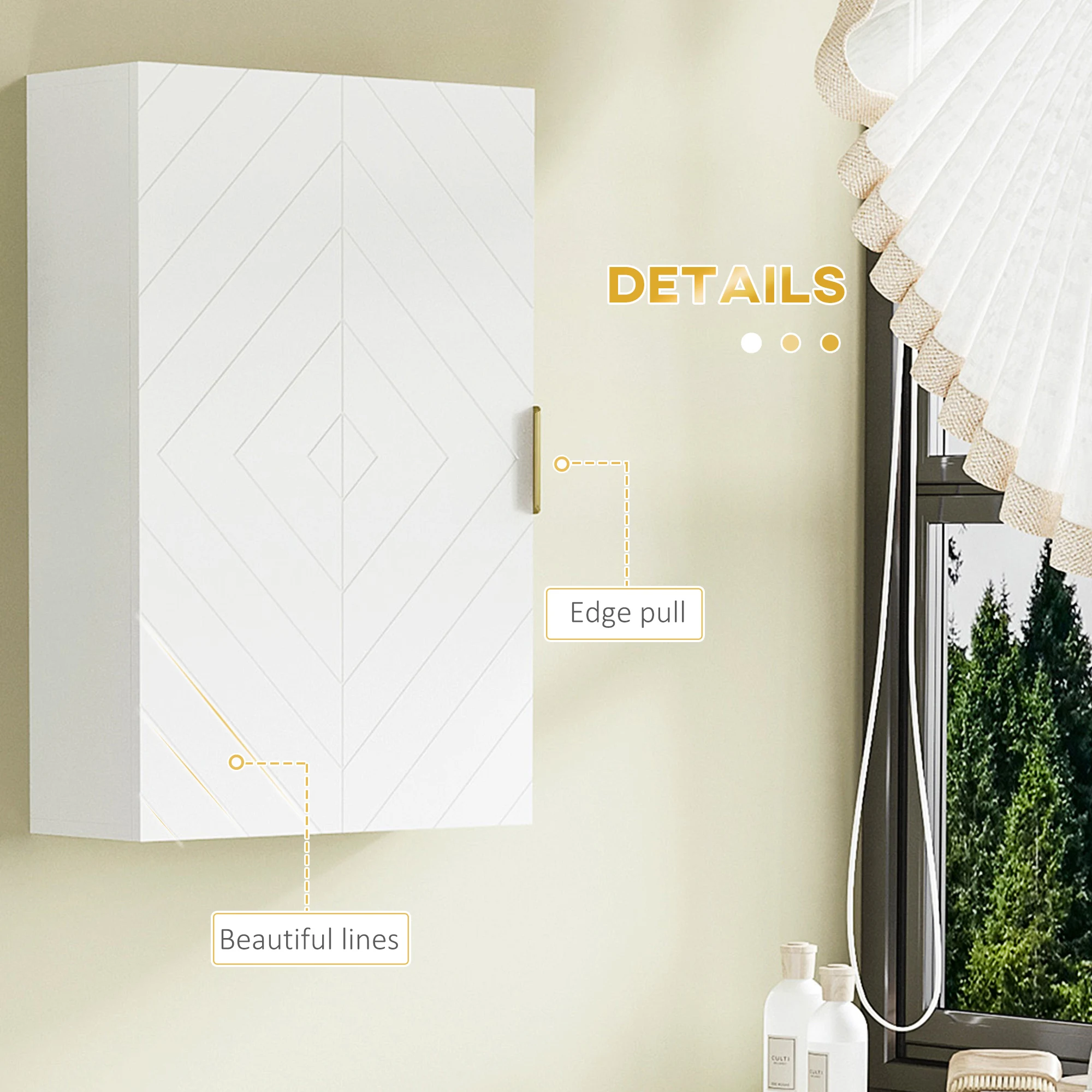 kleankin Bathroom Wall Cabinet with Adjustable Shelves for Hallway, Living Room