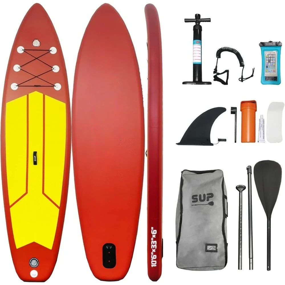 

Paddle Board, 10 Ft 6 in Extra Wide Inflatable Stand-Up Paddle Board with Removable Fins, Backpack, Adjustable Floating Paddle