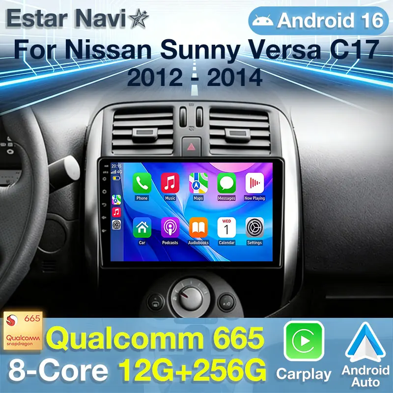 Car Radio Android 16 For Nissan Sunny Versa C17 2012 2013 2014 Carplay Auto GPS Navigation Player 2 Din DSP WIFI+4G Video Stereo