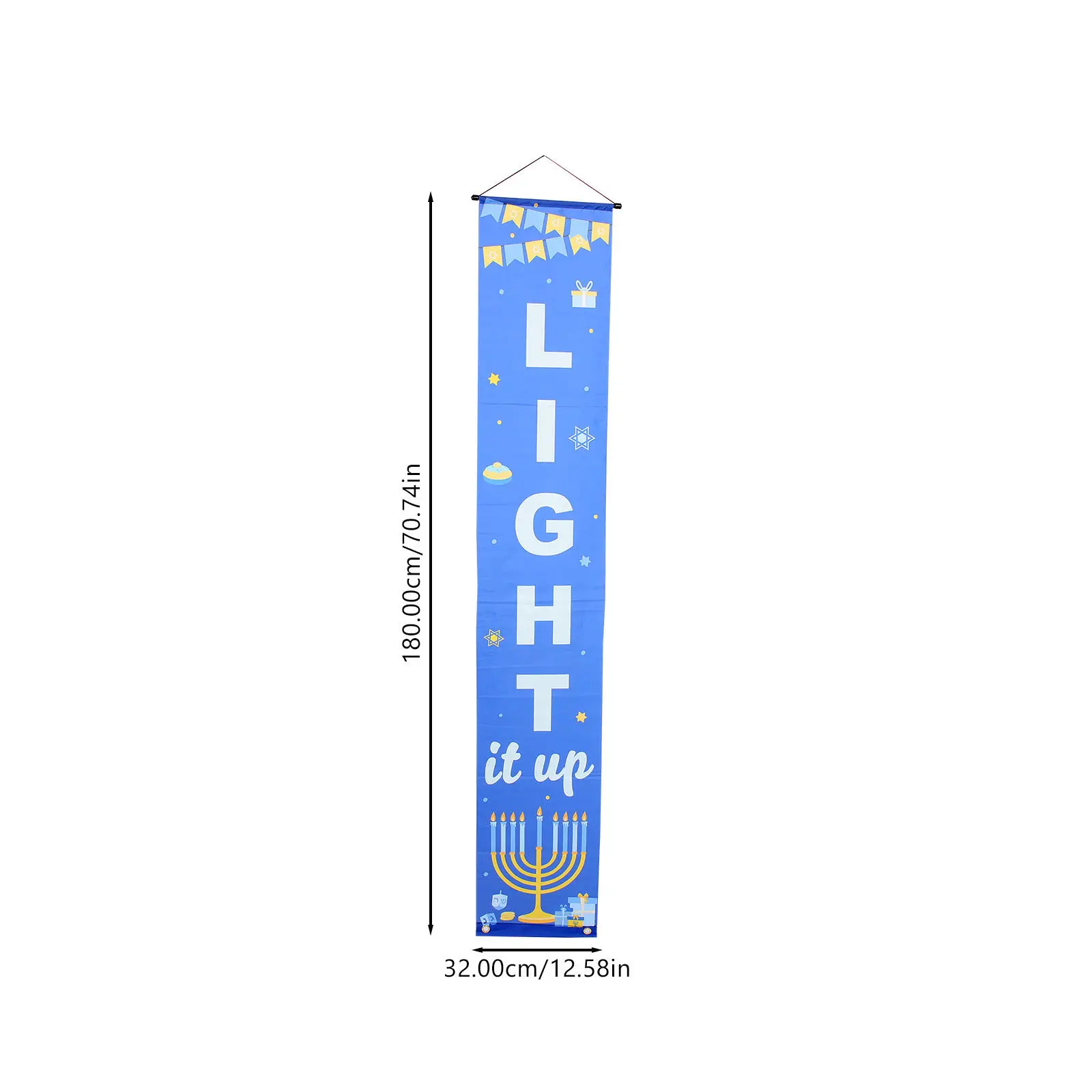 1Pair Hanukkah Porch Banner Outdoor Flag Polyester Door Banner Festival Couplets Chanukah Decoration Holiday Porch Sign