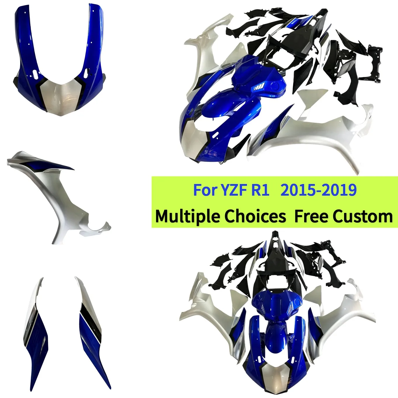 Motorcycle Accessories Full Fairing Kit For Yamaha R1 2015–2019 R1M YZF1000 ABS Plastic Body Panels With Heat Shield
